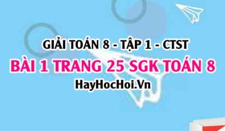 Giải bài 1 trang 25 Toán 8 Tập 1 SGK Chân trời sáng tạo